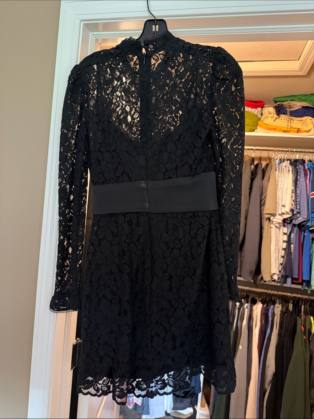 Ever New Black Lace Long-Sleeve Dress with Waist Bow - Picture 3 of 3